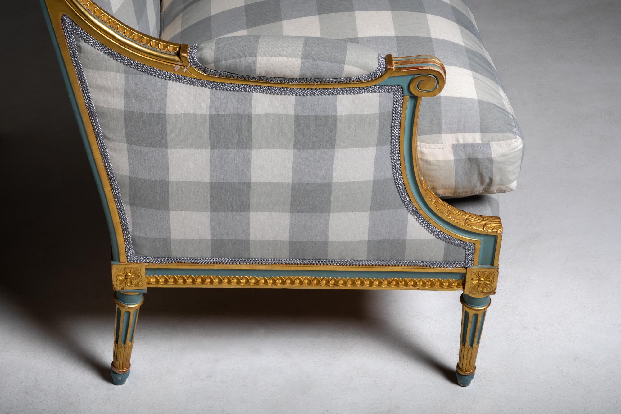 Set of two Louis XVI style Canapes in Wood, with Vichy. By JEAN MOCQUÉ 1