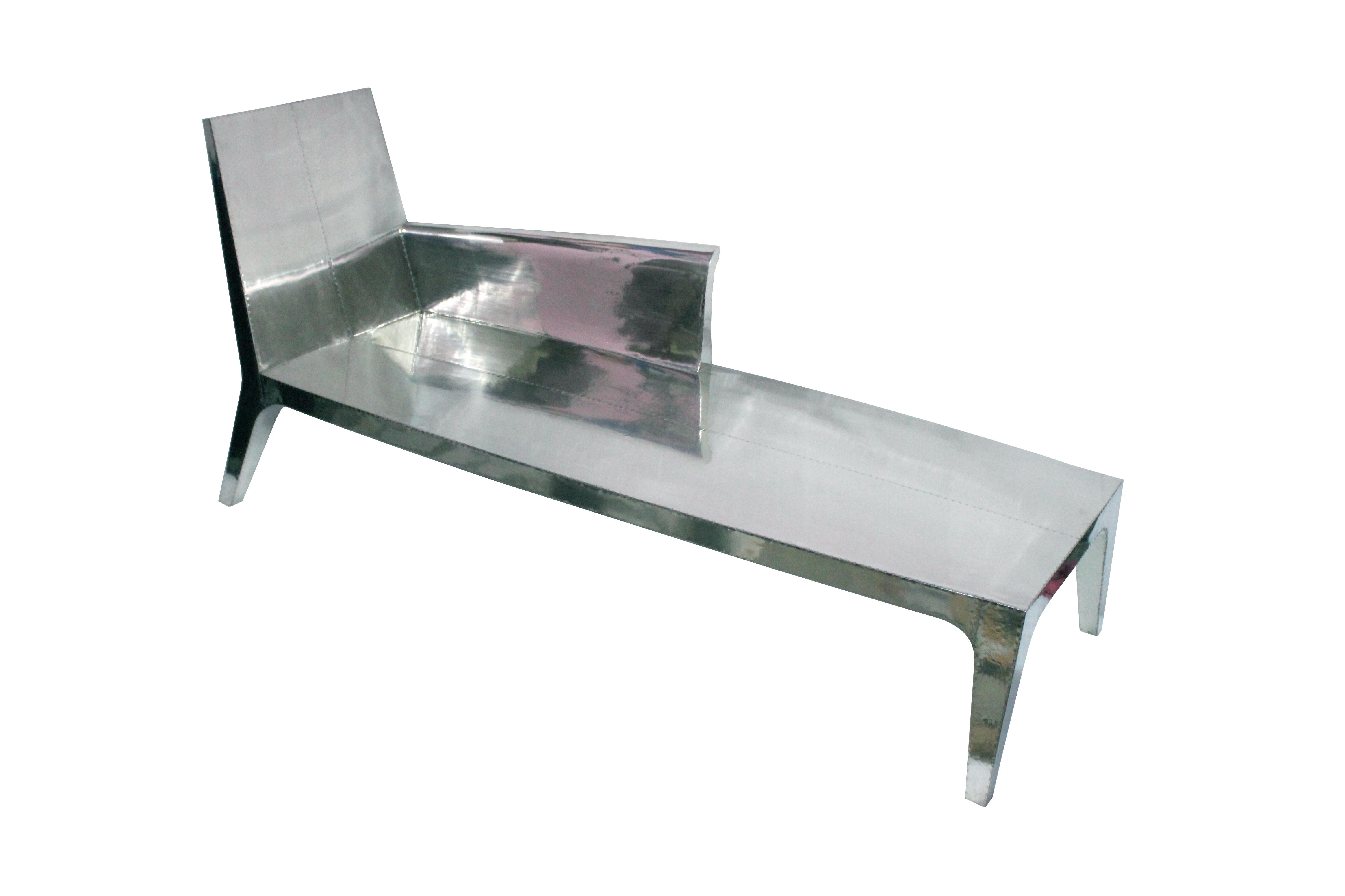 Set of Two Louise Chaise in White Bronze Clad over Wood by Paul Mathieu For Sale 5