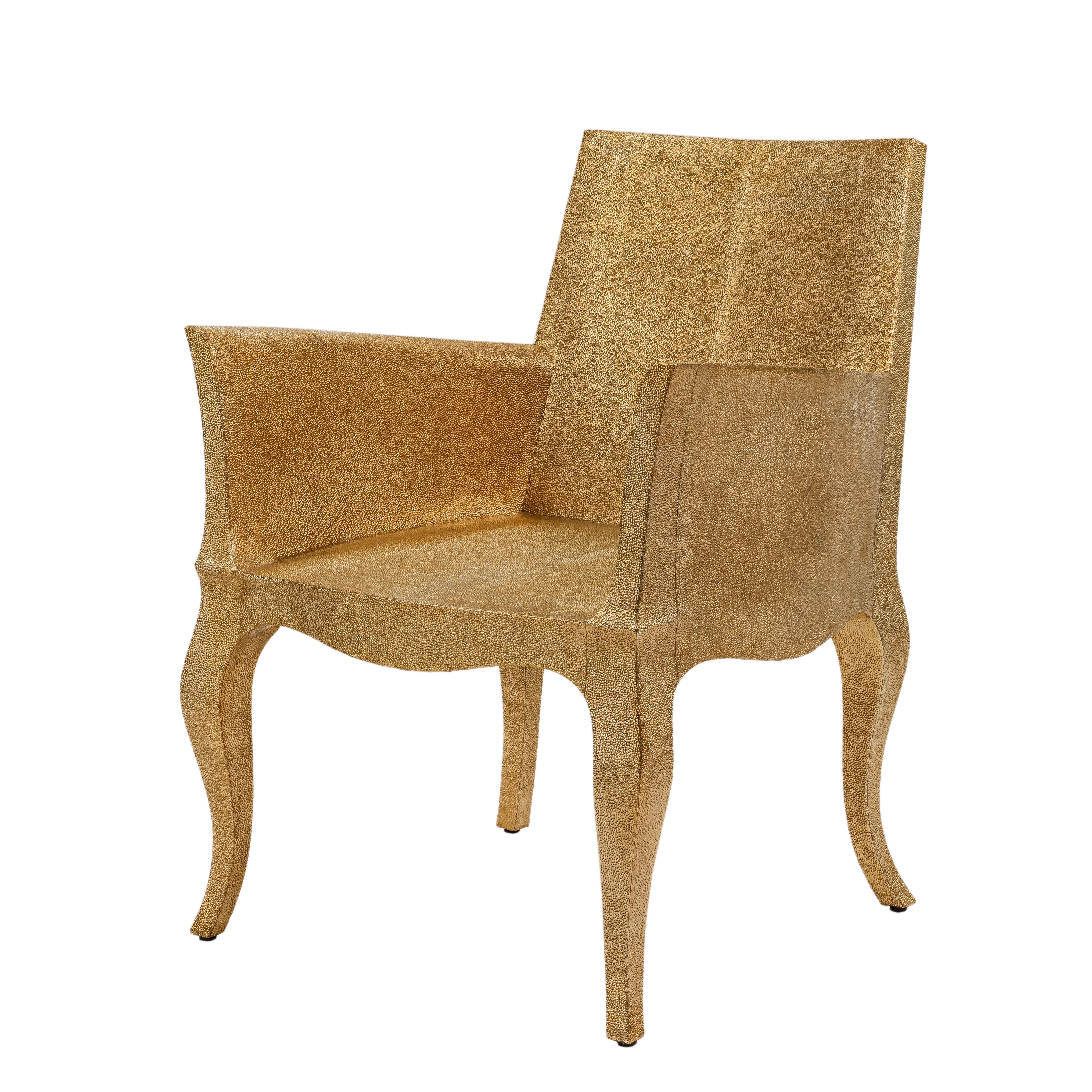 Other Set of Two Louise Club Chairs in Medium Hammered Brass Over Wood by P. Mathieu For Sale