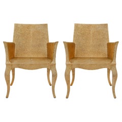 Set of Two Louise Club Chairs in Medium Hammered Brass Over Wood by P. Mathieu