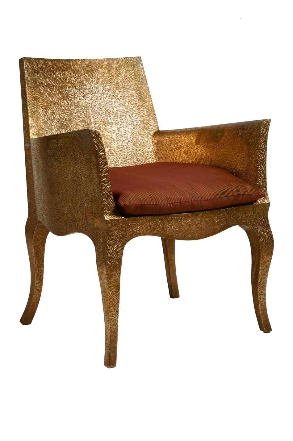 Set of Two Louise Club Chairs in Copper Over Teakwood by Paul Mathieu In New Condition For Sale In New York, NY
