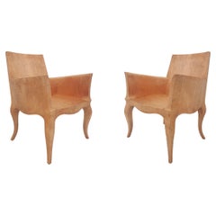 Set of Two Louise Club Chairs in Copper Over Teakwood by Paul Mathieu