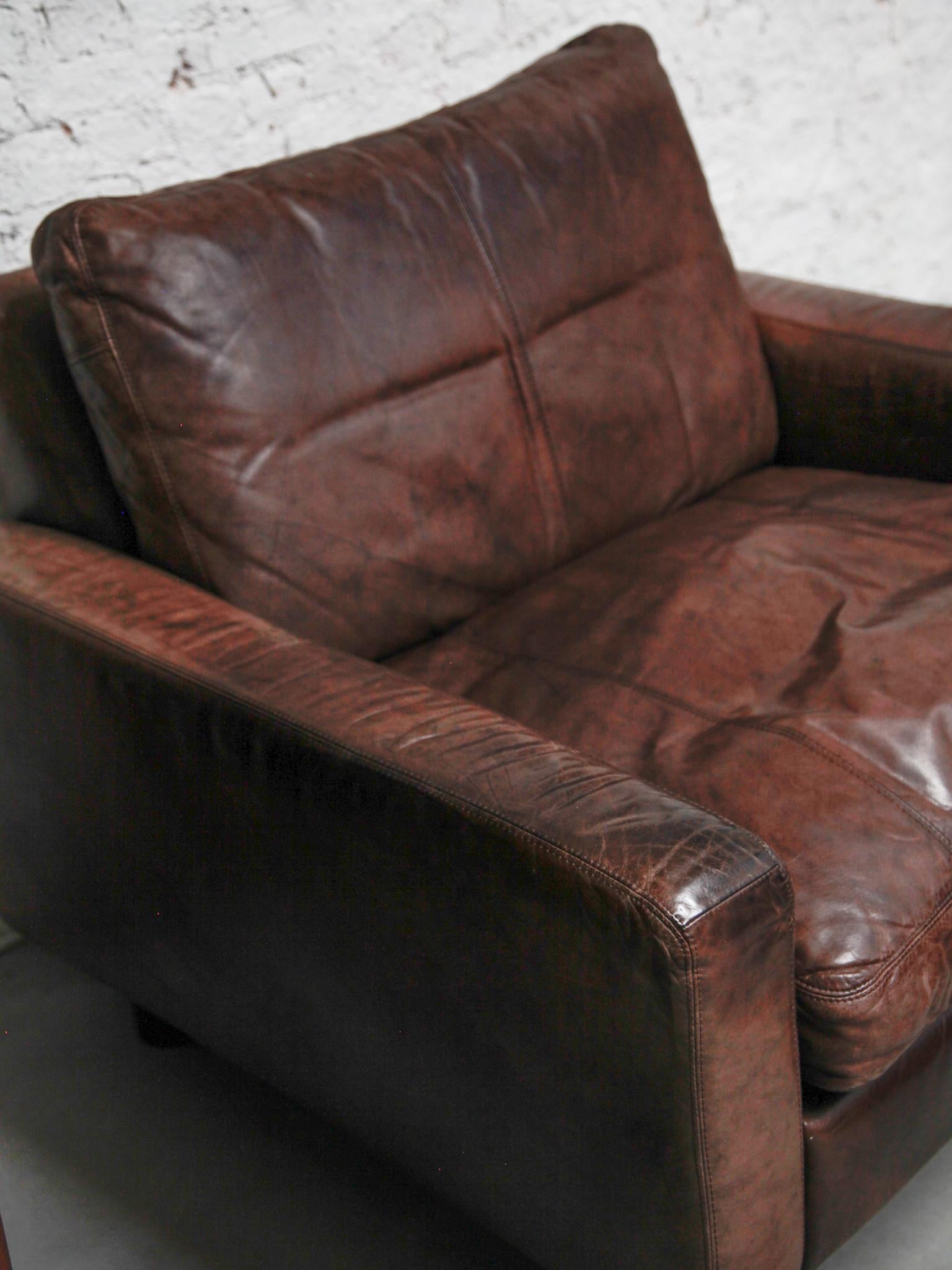 Set of Two Lounge Arm Chairs, Brown Leather designed by COR, 1970s, Germany 4