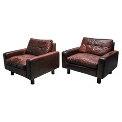 Set of Two Lounge Arm Chairs, Brown Leather designed by COR, 1970s, Germany