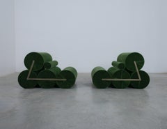 Zweier-Set Lounge-Sessel, Modell 5C von Auro Trivellato, grüner Samt, 1972