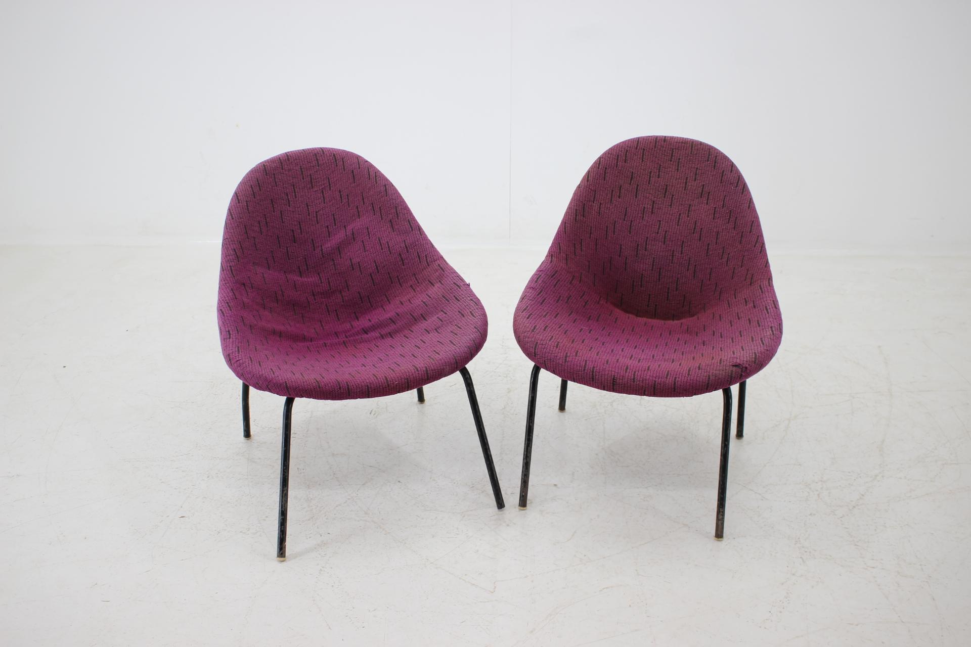 - Made in Czechoslovakia
- Made of metal, fabric
- Chairs has some signs use
- Original condition.