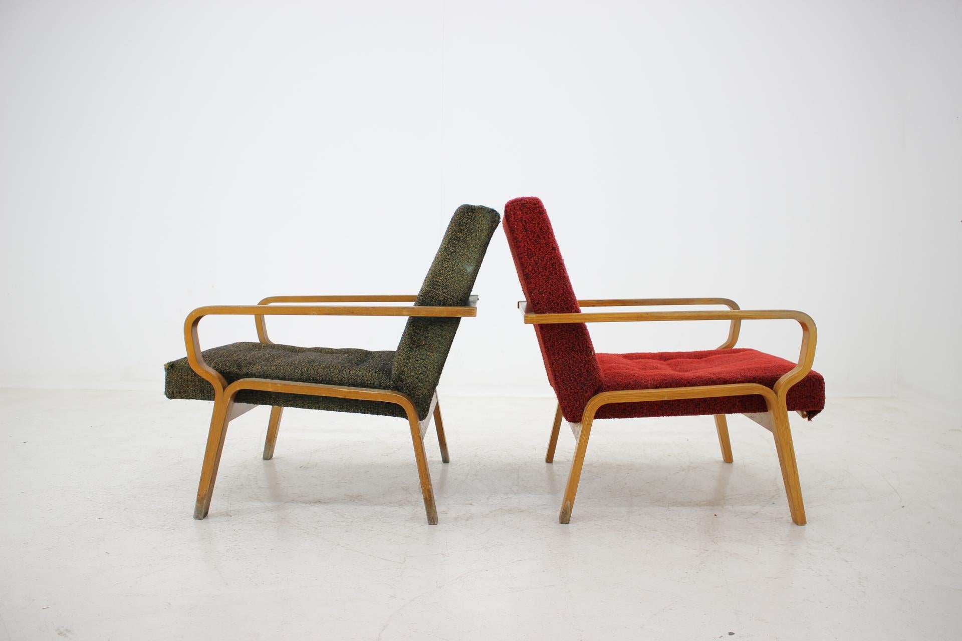 Czech Set of Two Lounge Chairs, 1970s For Sale