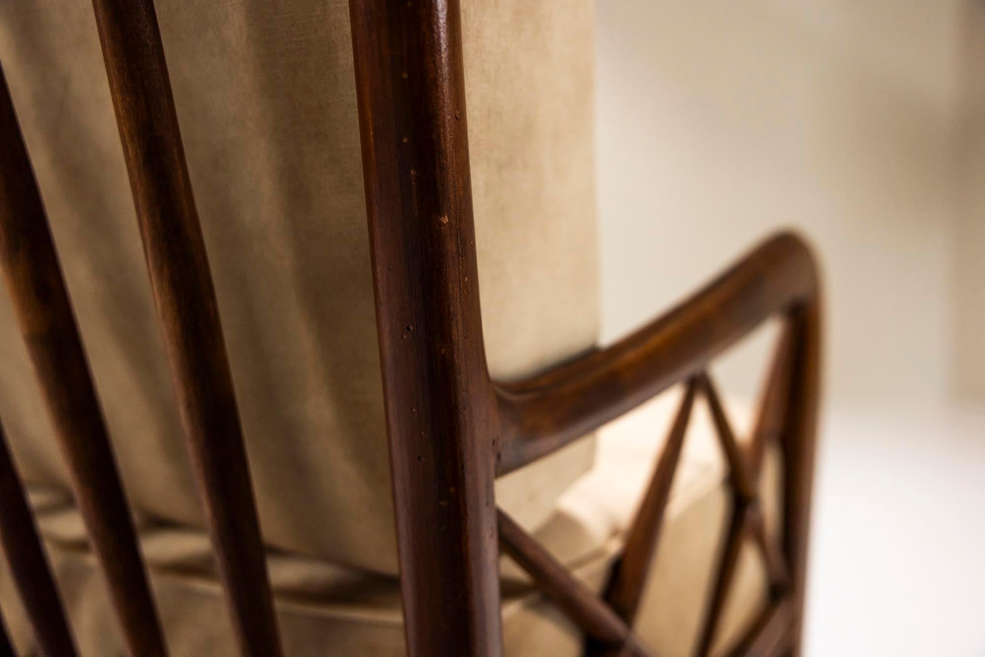 Set of Two Lounge Chairs attr. to Paolo Buffa in Stained Maple Wood and Velvet 6