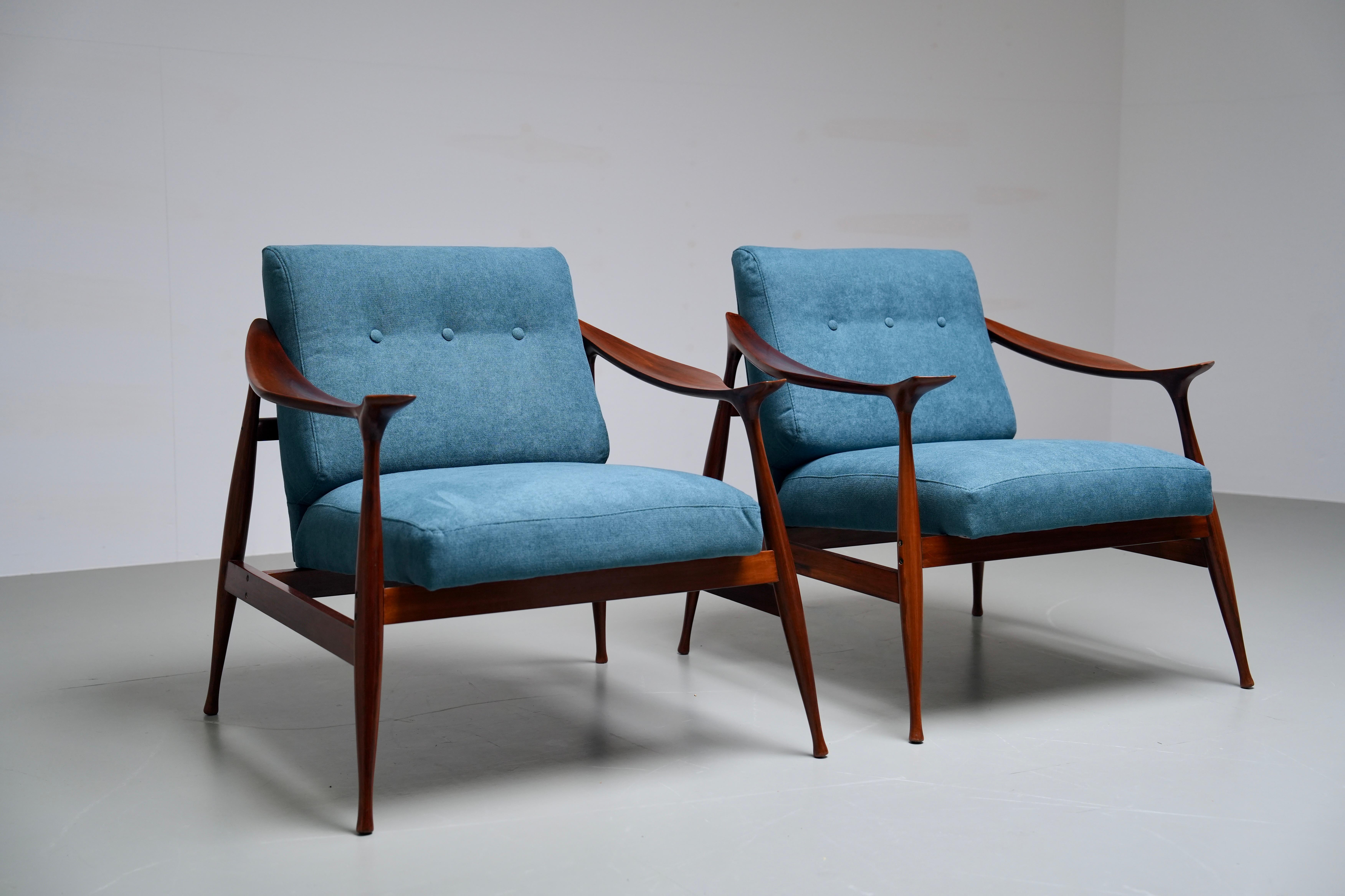Ensemble de deux chaises longues d'Ico Parisi pour Fratelli Reguitti, Italie, 1959 en vente 4