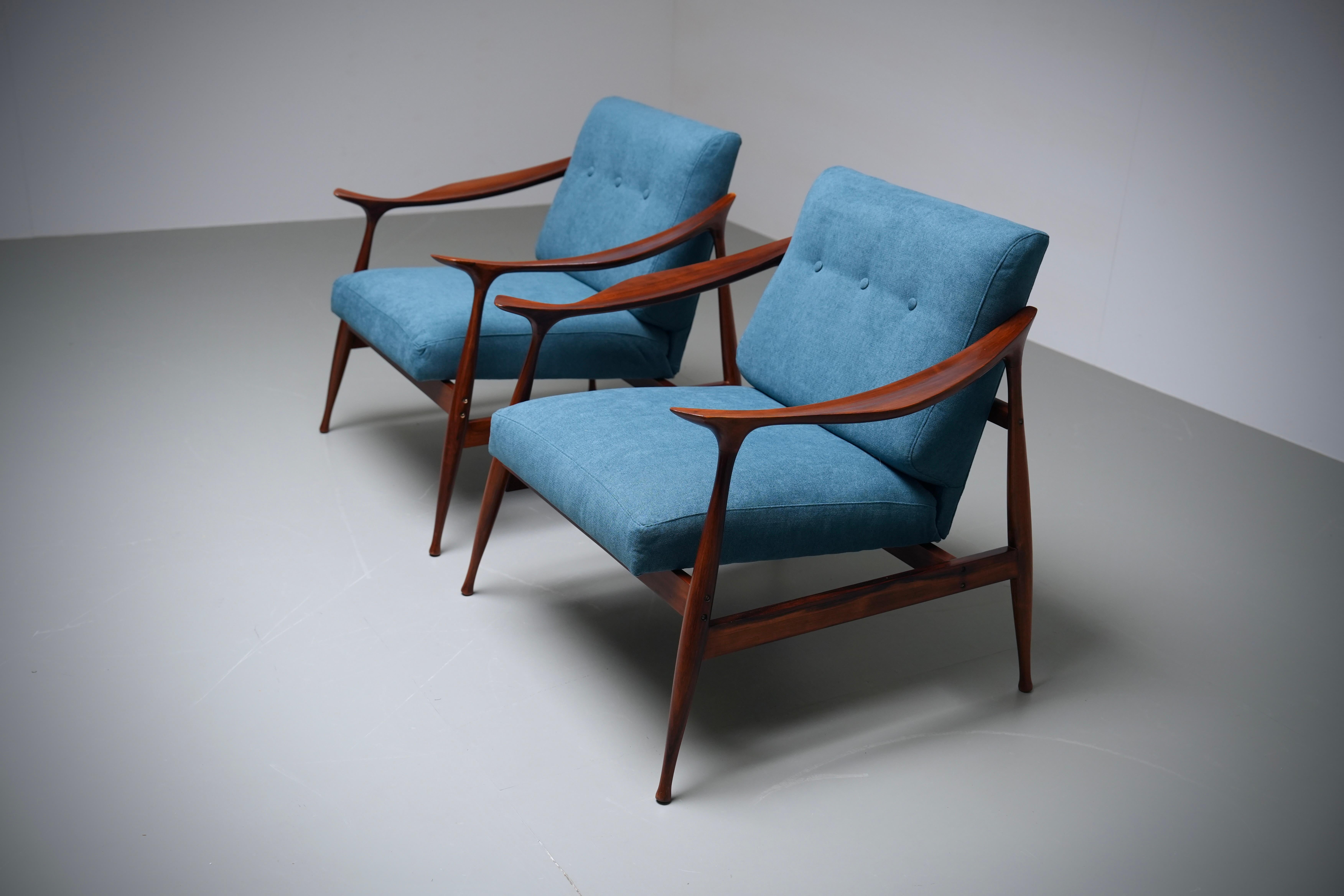 Mid-Century Modern Set of two Lounge Chairs by Ico Parisi for Fratelli Reguitti, Italy, 1959 For Sale