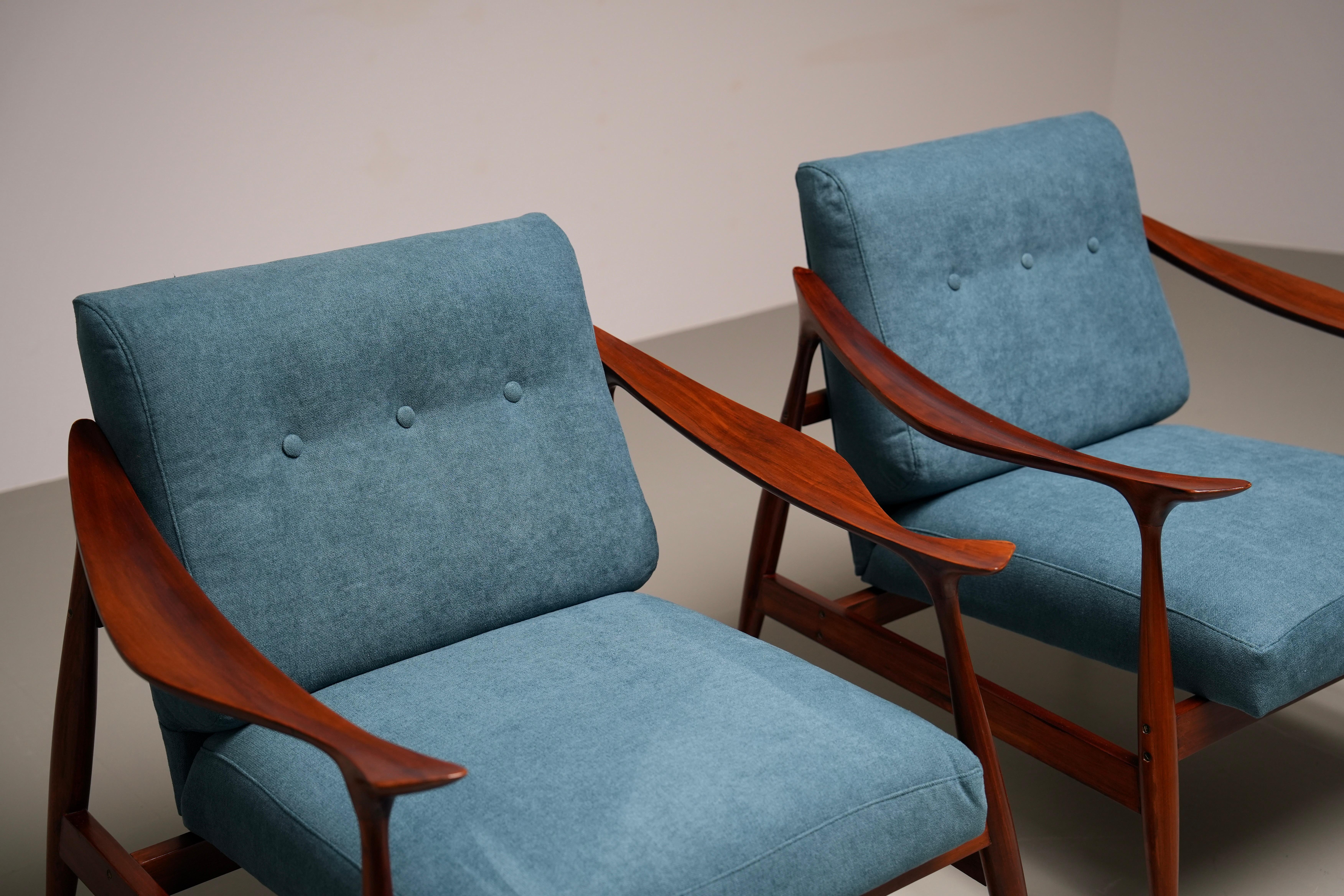 Mid-20th Century Set of two Lounge Chairs by Ico Parisi for Fratelli Reguitti, Italy, 1959 For Sale