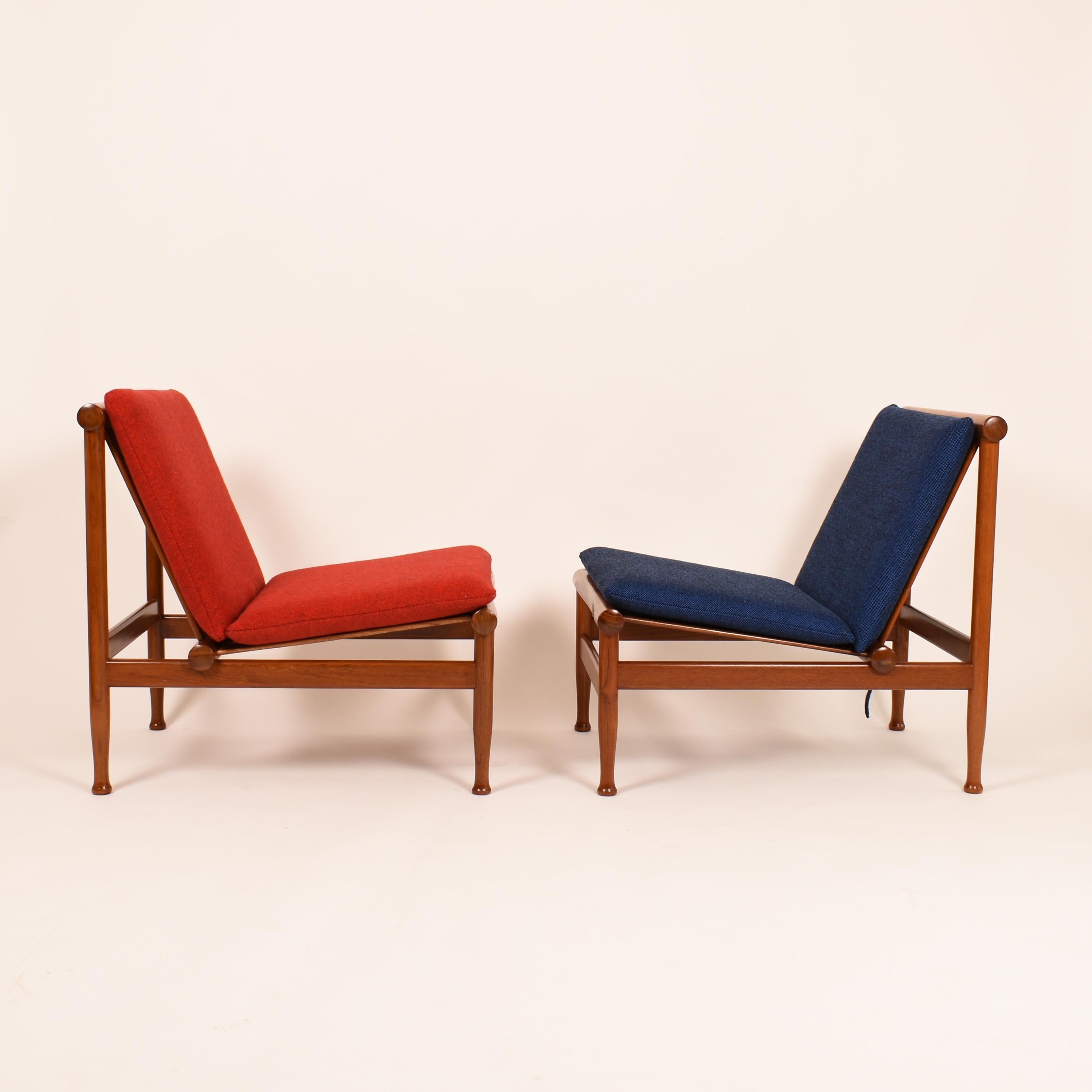 Set of Two Lounge Chairs by Kai Lyngfeldt Larsen in Teak, Denmark, 1960 8