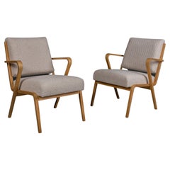 Set of Two Lounge Chairs by S. Selmanagić, 1960s, Reupholstered in Creamy Boucle