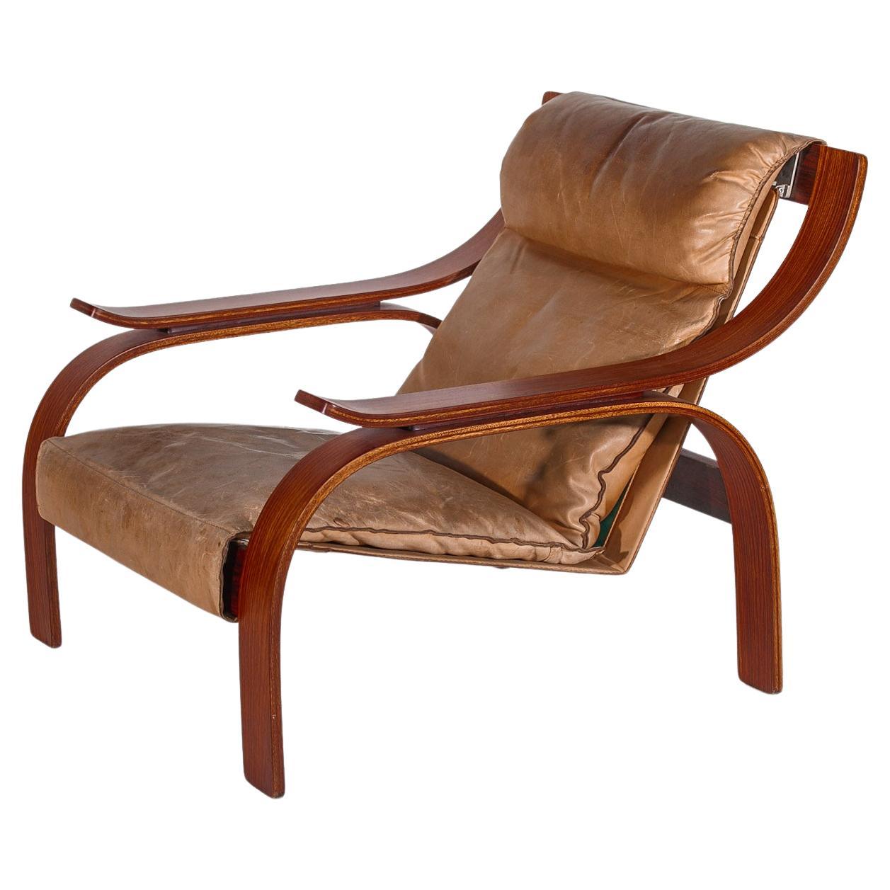 Set of Two Lounge Chairs designed by Marco Zanuso, 1962 Italy, Model "Woodline" For Sale
