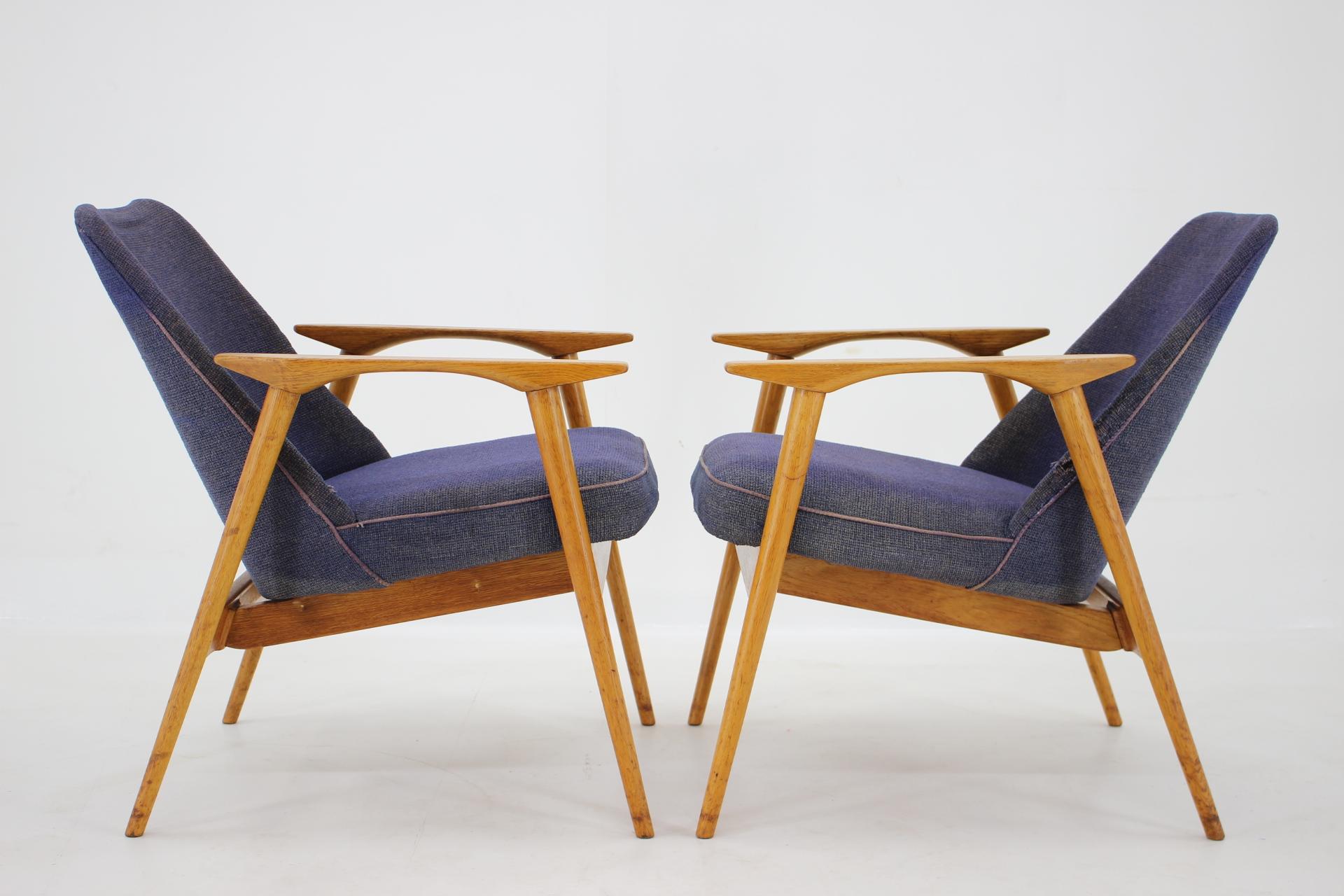 Mid-20th Century Set of Two Lounge Chairs Designed by Miroslav Navrátil, 1960s