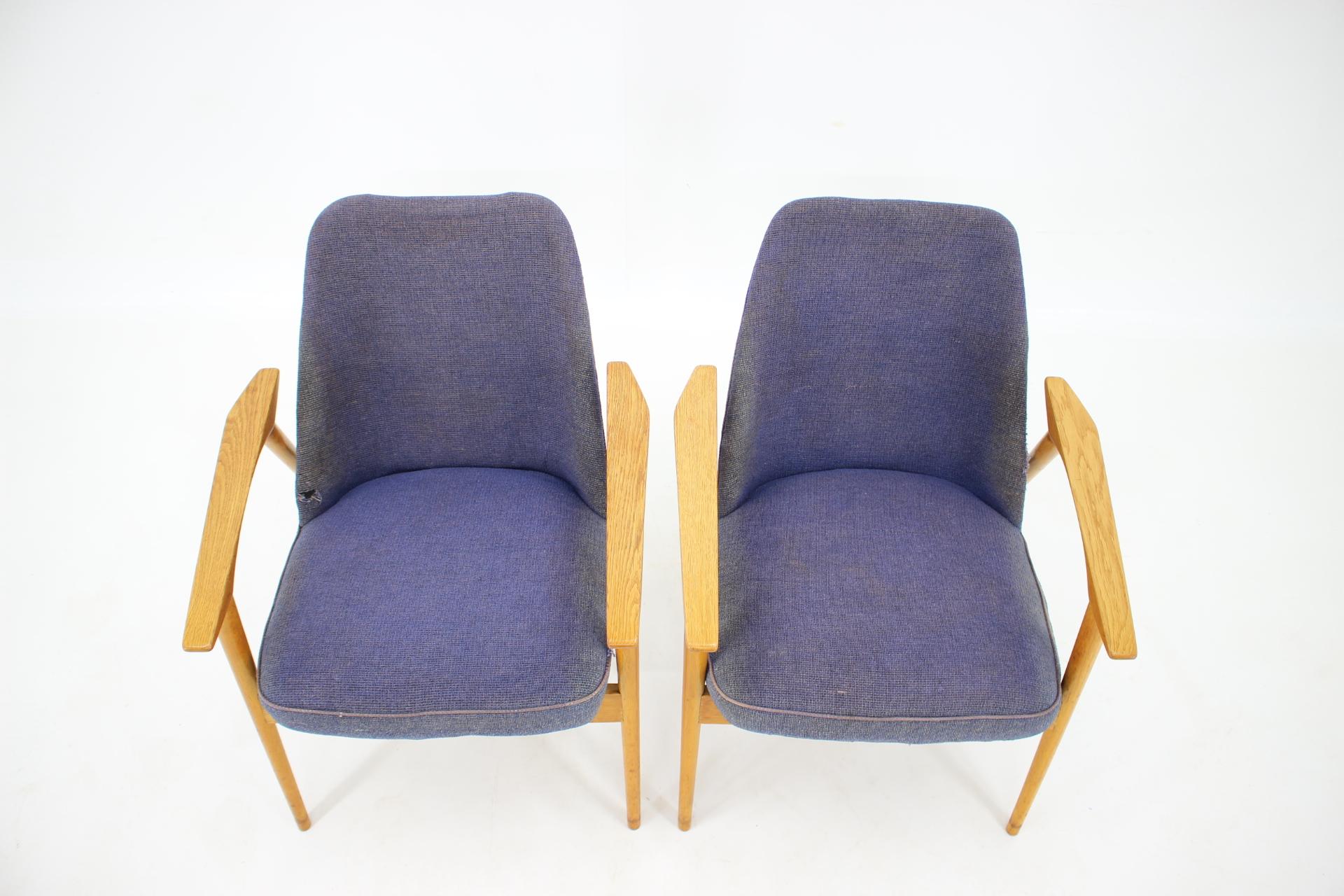 Fabric Set of Two Lounge Chairs Designed by Miroslav Navrátil, 1960s