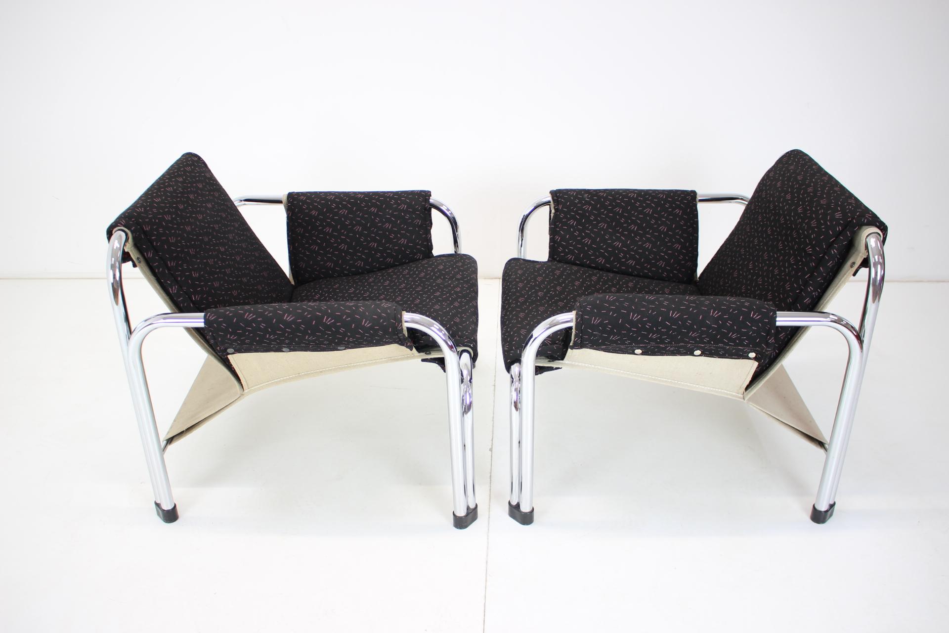 Metal Set of Two Lounge Chairs Designed by Wiliam Chlebo, 1970's