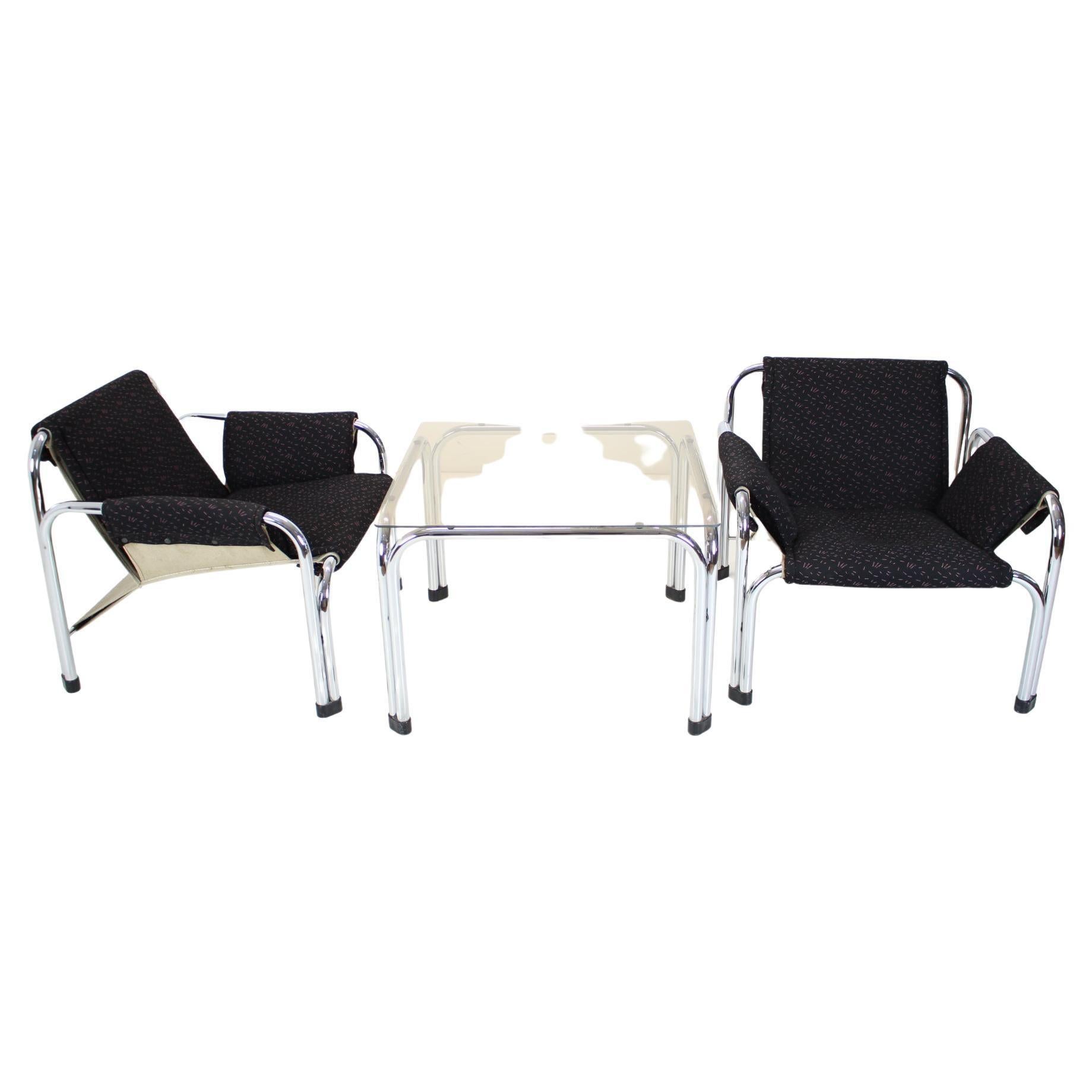 Set of Two Lounge Chairs with Coffee Table Designed by Wiliam Chlebo, 1970's 11