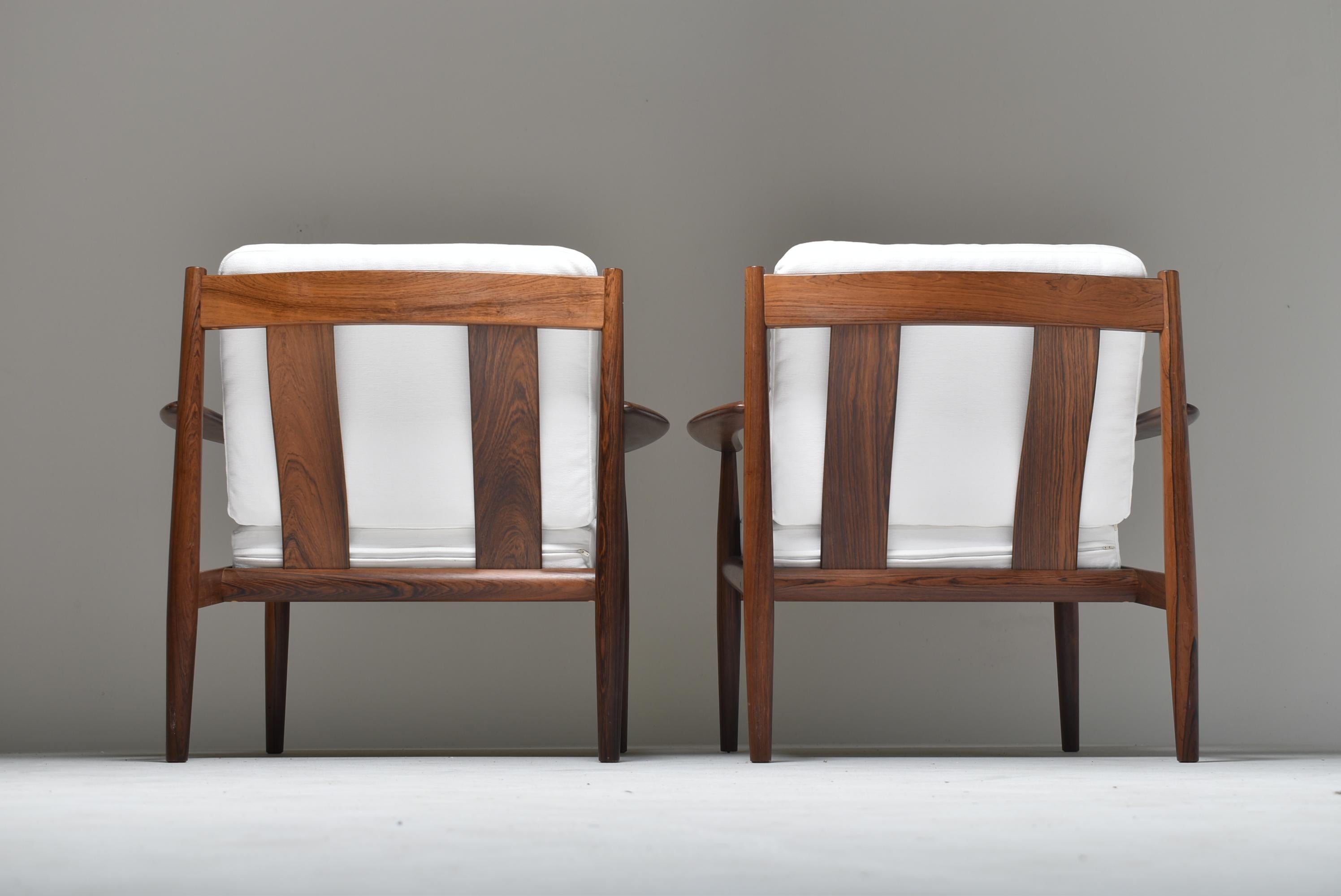 Set of Two Lounge Chairs With Ottoman by   Grete Jalk, Denmark, 1960 For Sale 12