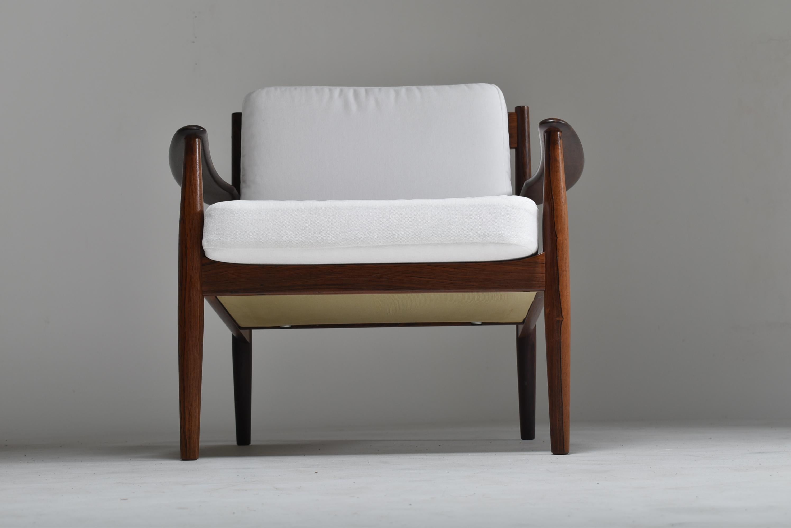 Zebra Wood Set of Two Lounge Chairs With Ottoman by   Grete Jalk, Denmark, 1960