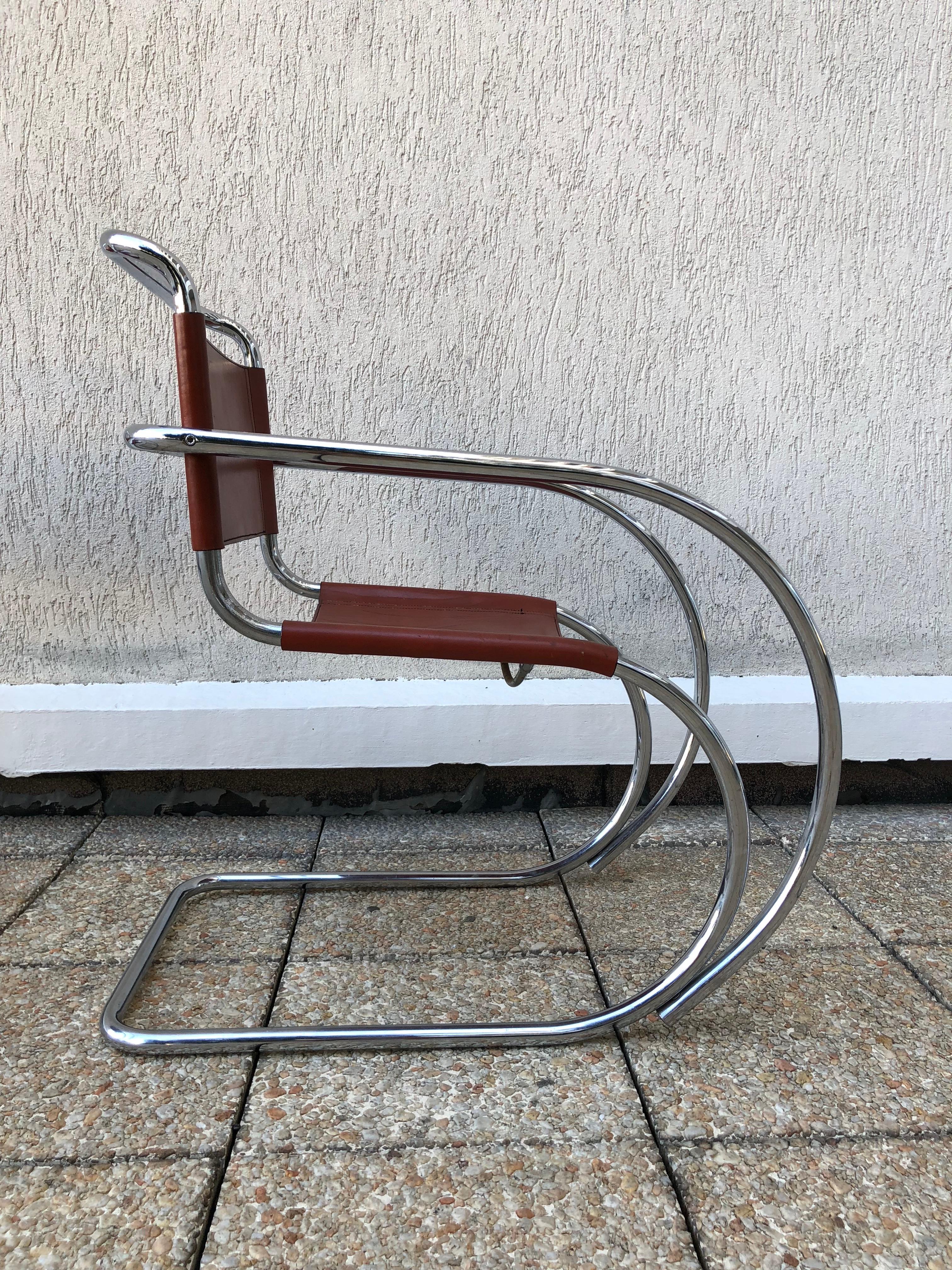 Set of Two Lounge MR20 Mies van der Rohe Chairs, 1960s In Good Condition For Sale In Sofia, BG