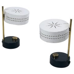 Set of Two Lovely Mid Century Modern Adjustable Bedside Table Lamps 1950s