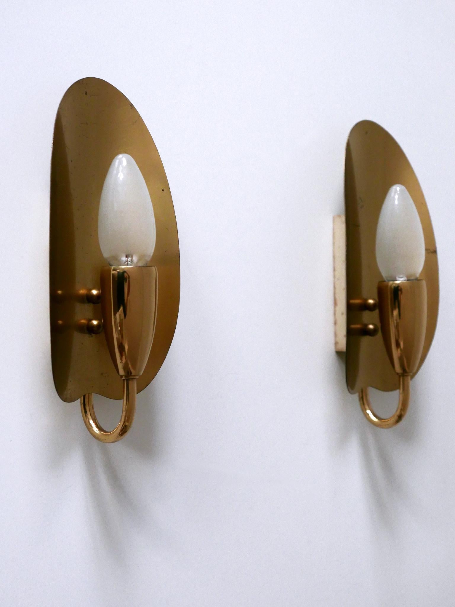 Set di due graziose lampade da parete in ottone della metà del secolo scorso Germania anni '50 in vendita 6
