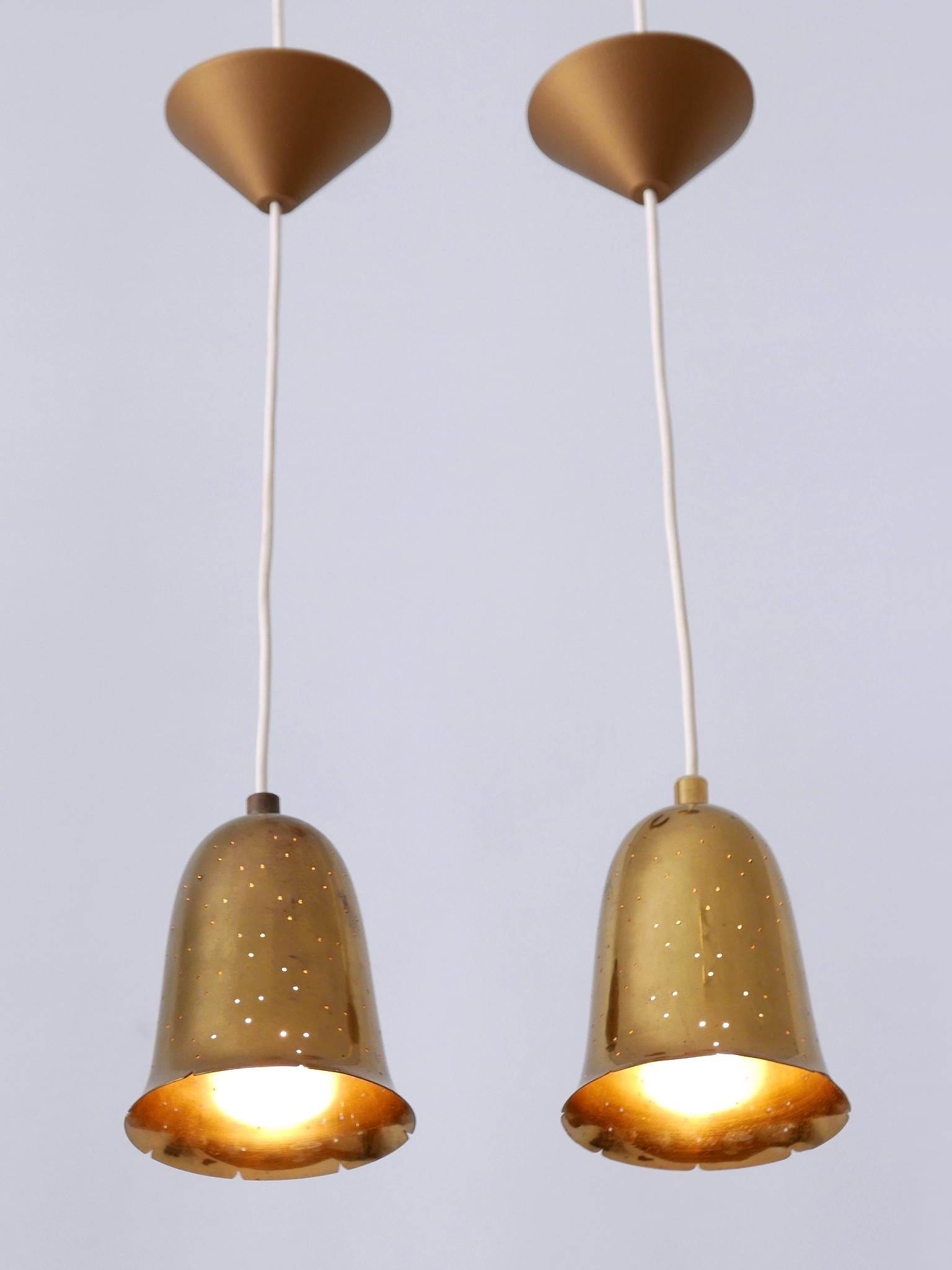 Swedish Set of Two Lovely Mid Century Modern Pendant Lamps by Boréns Borås Sweden 1950s