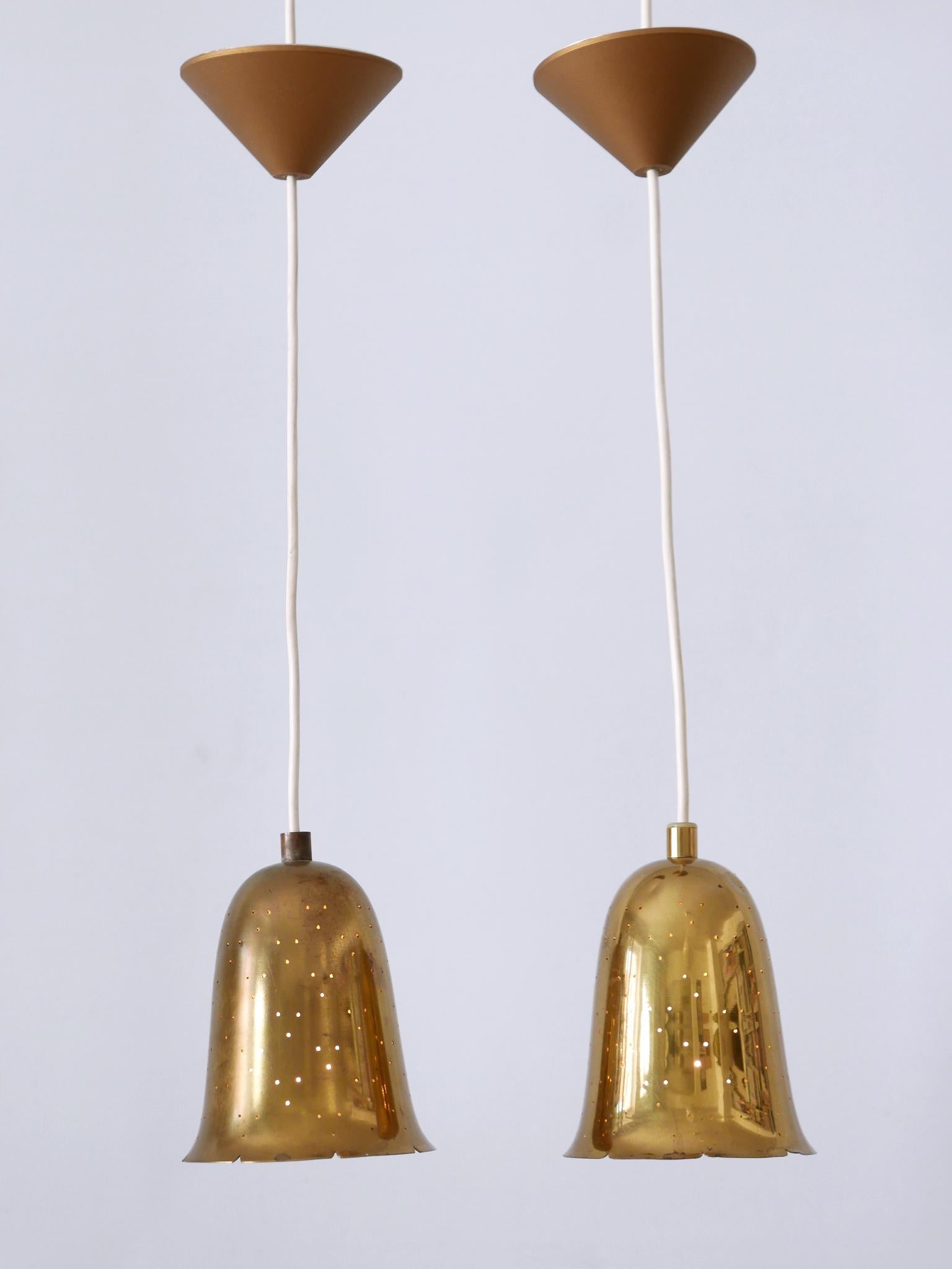 Brass Set of Two Lovely Mid Century Modern Pendant Lamps by Boréns Borås Sweden 1950s