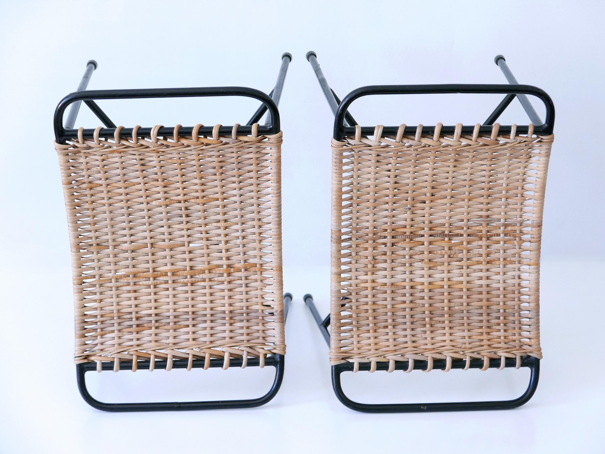 Set of Two Lovely Mid-Century Modern Rattan Stools Germany 1960s For Sale 12
