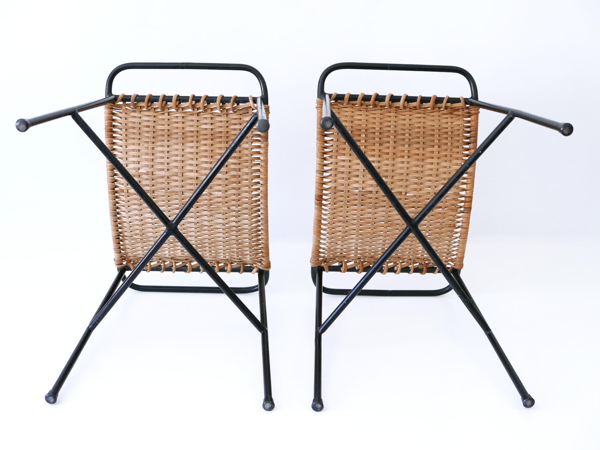 Set of Two Lovely Mid-Century Modern Rattan Stools Germany 1960s For Sale 13