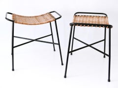 Set of Two Lovely Mid-Century Modern Rattan Stools Germany 1960s