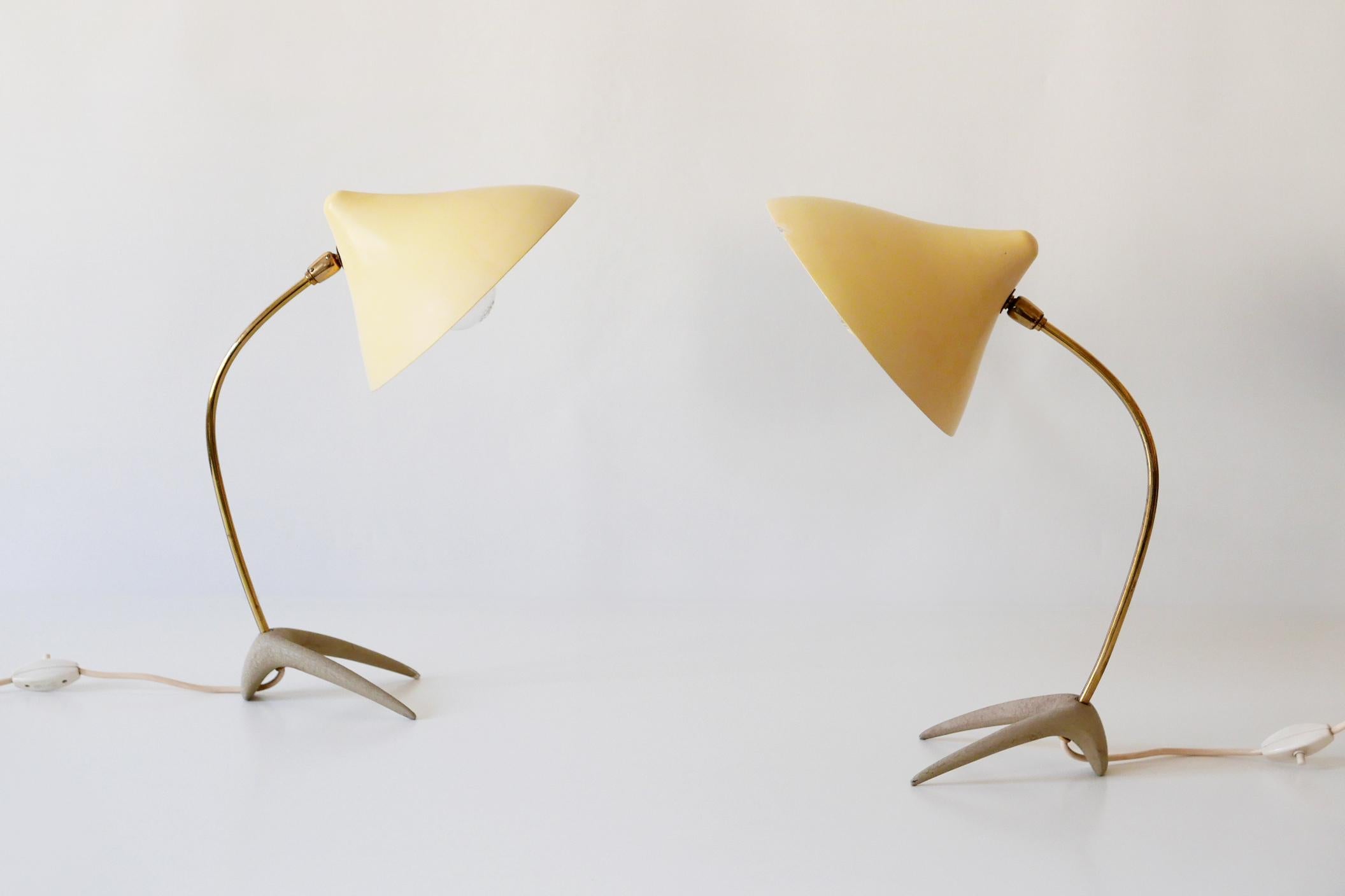 Brass Set of Two Lovely Mid-Century Modern Table Lamps by Louis Kalff for Cosack 1950s For Sale