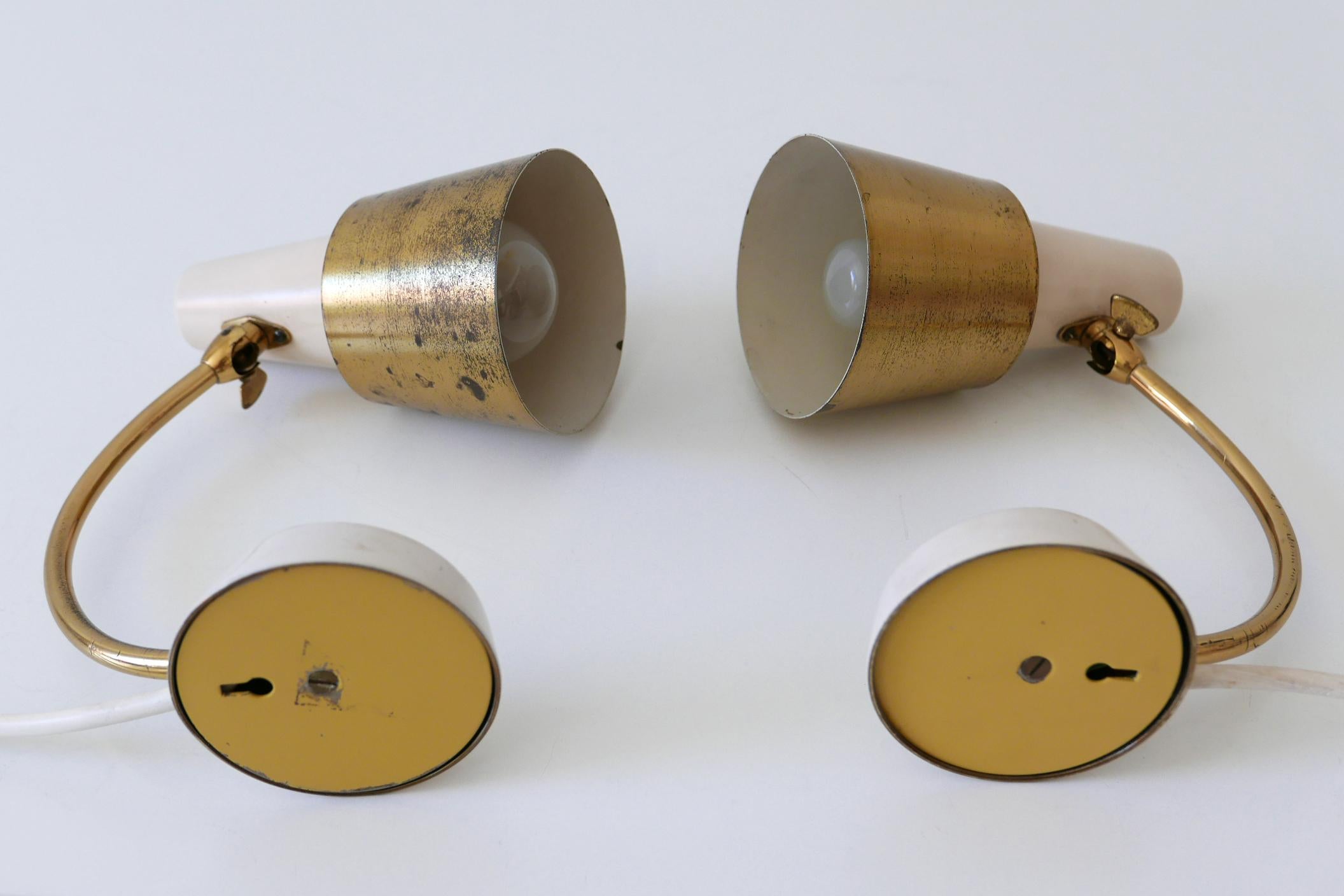 Ensemble de deux lampes de chevet ou appliques murales de style mi-siècle moderne, années 1950, Allemagne en vente 13