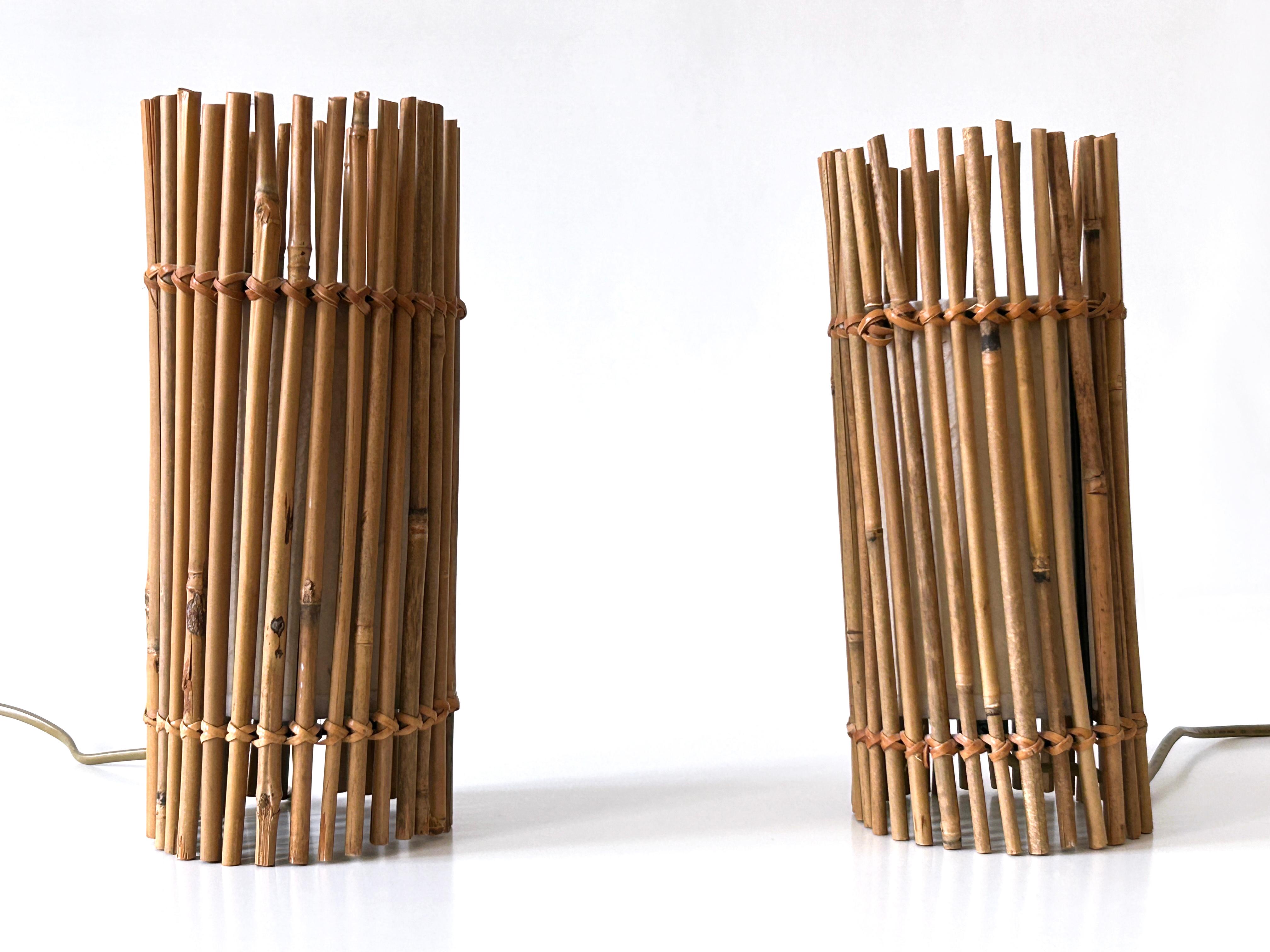 Set of Two Lovely Vintage Bamboo Bedside Table Lamps Germany 1980s For Sale 8