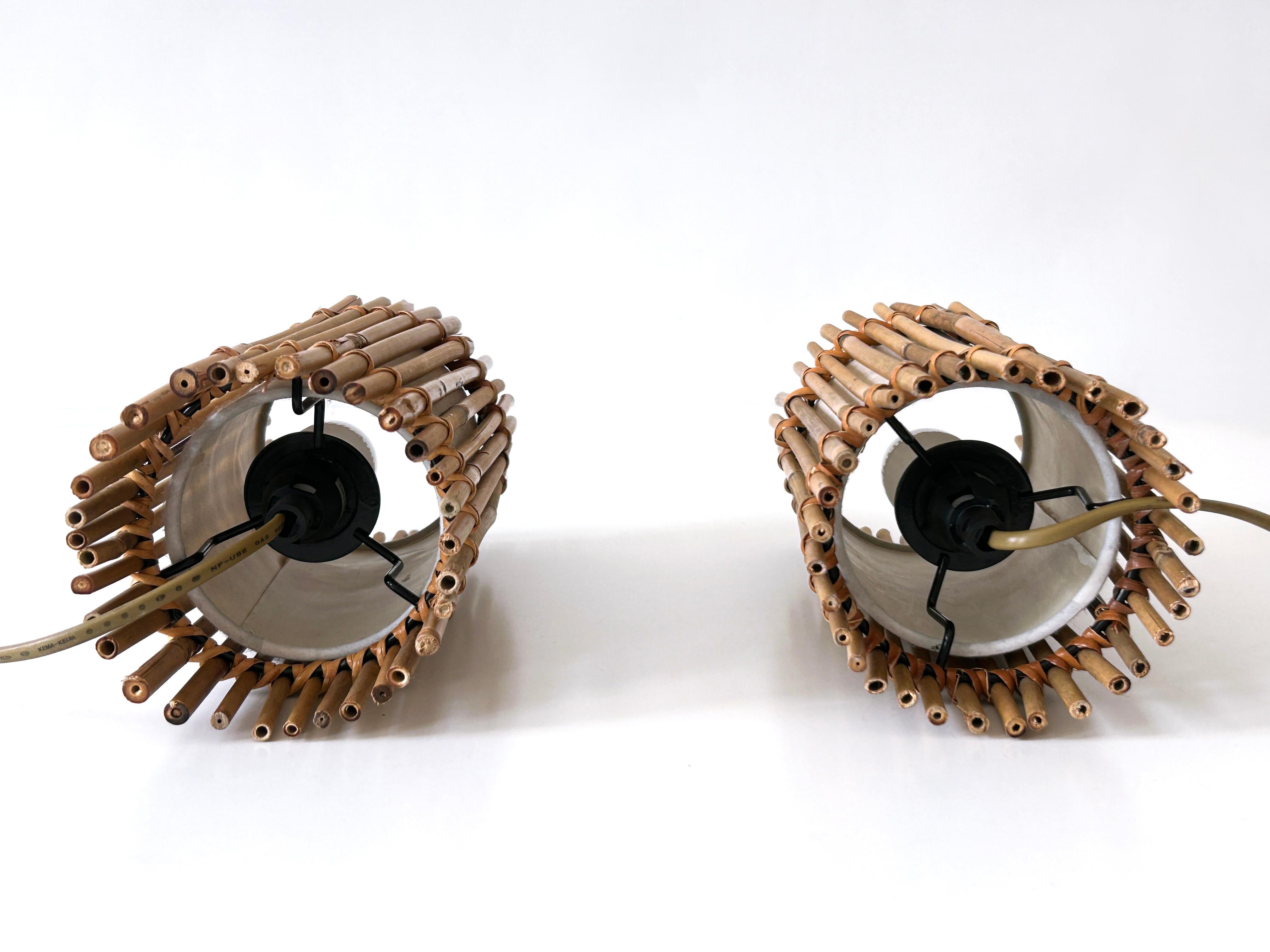 Set of Two Lovely Vintage Bamboo Bedside Table Lamps Germany 1980s For Sale 13