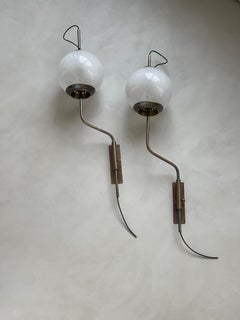 Applique da parete vintage in ottone e vetro, Mid-Century Modern italiano