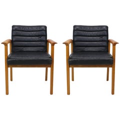 Set of Two Lübke Leather Armchairs, 1960s