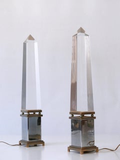 Set of Two Lucite Obelisk Table Lamps by Sandro Petti for Maison Jansen France