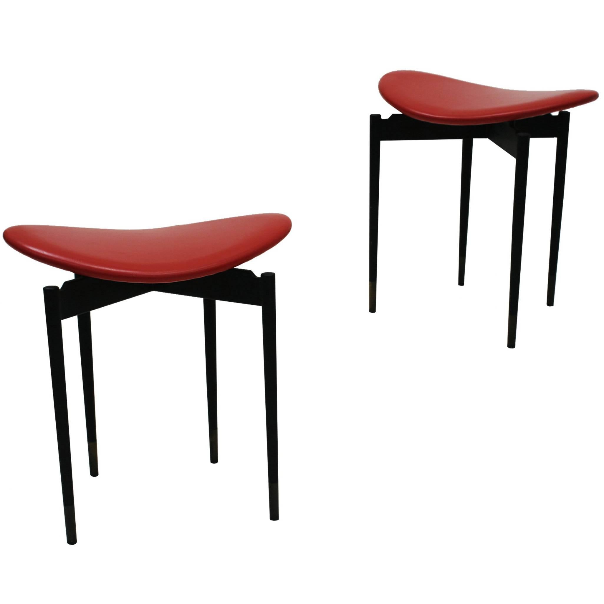 Set of Two "Lutrario" Stools Designed by Carlo Mollino, Italy, 1959