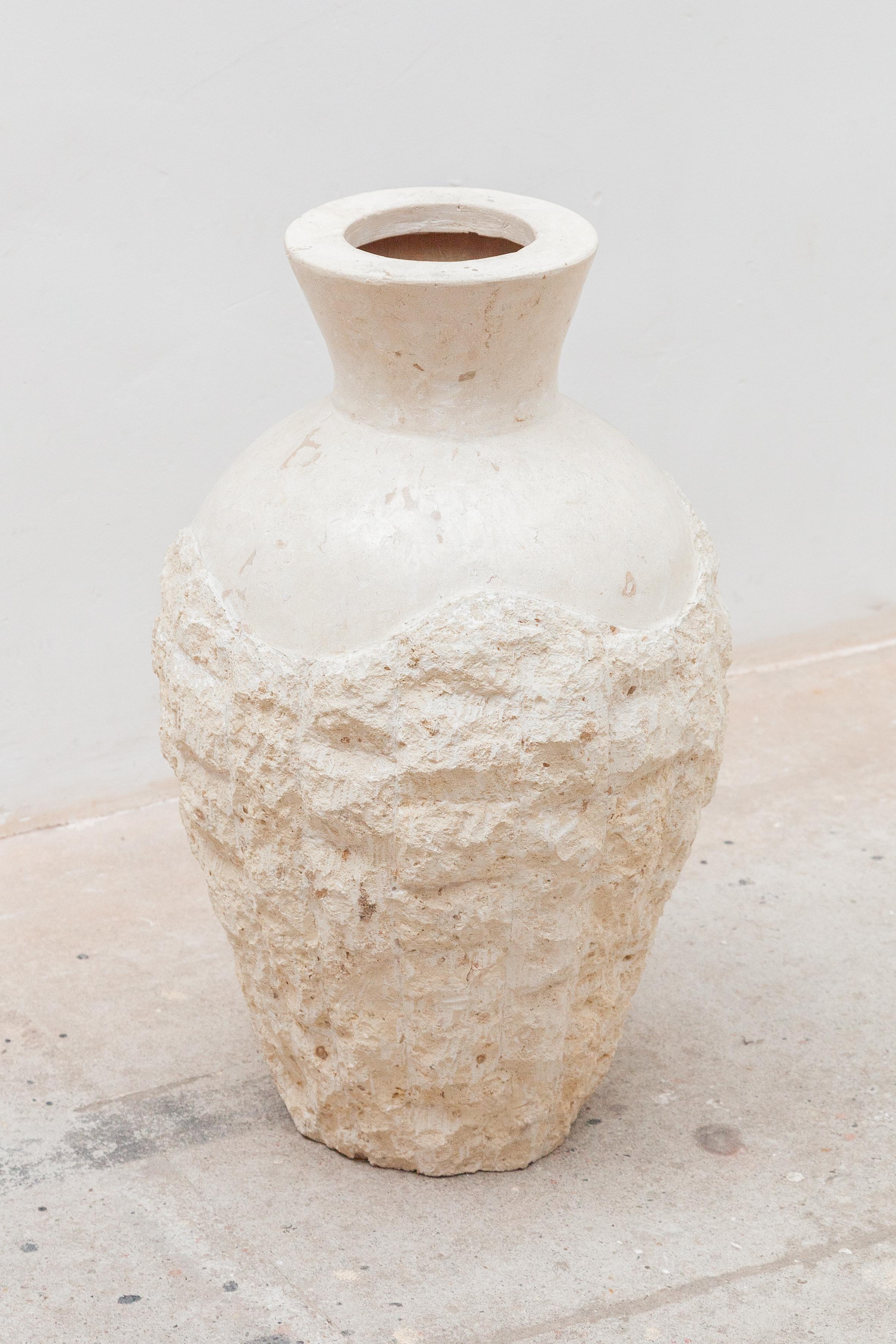 large cream stone vase