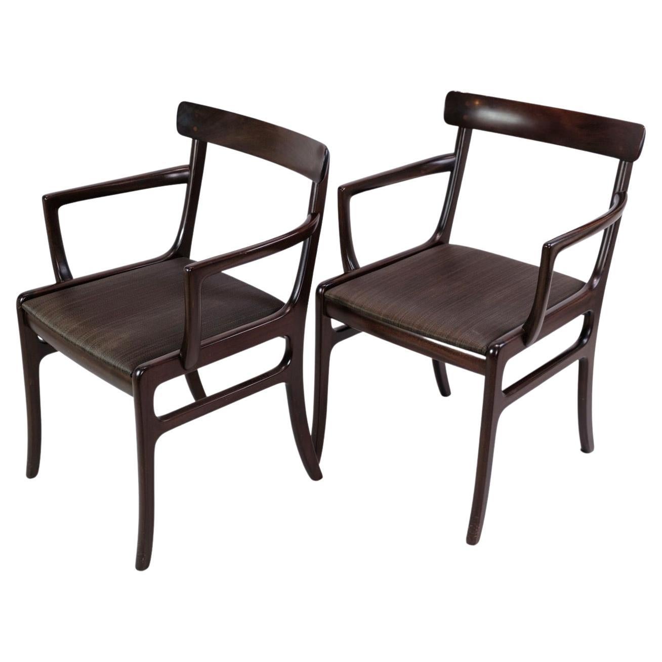 Set of Two Rungstedlund Armchairs Made In Mahogany by Ole Wancher
