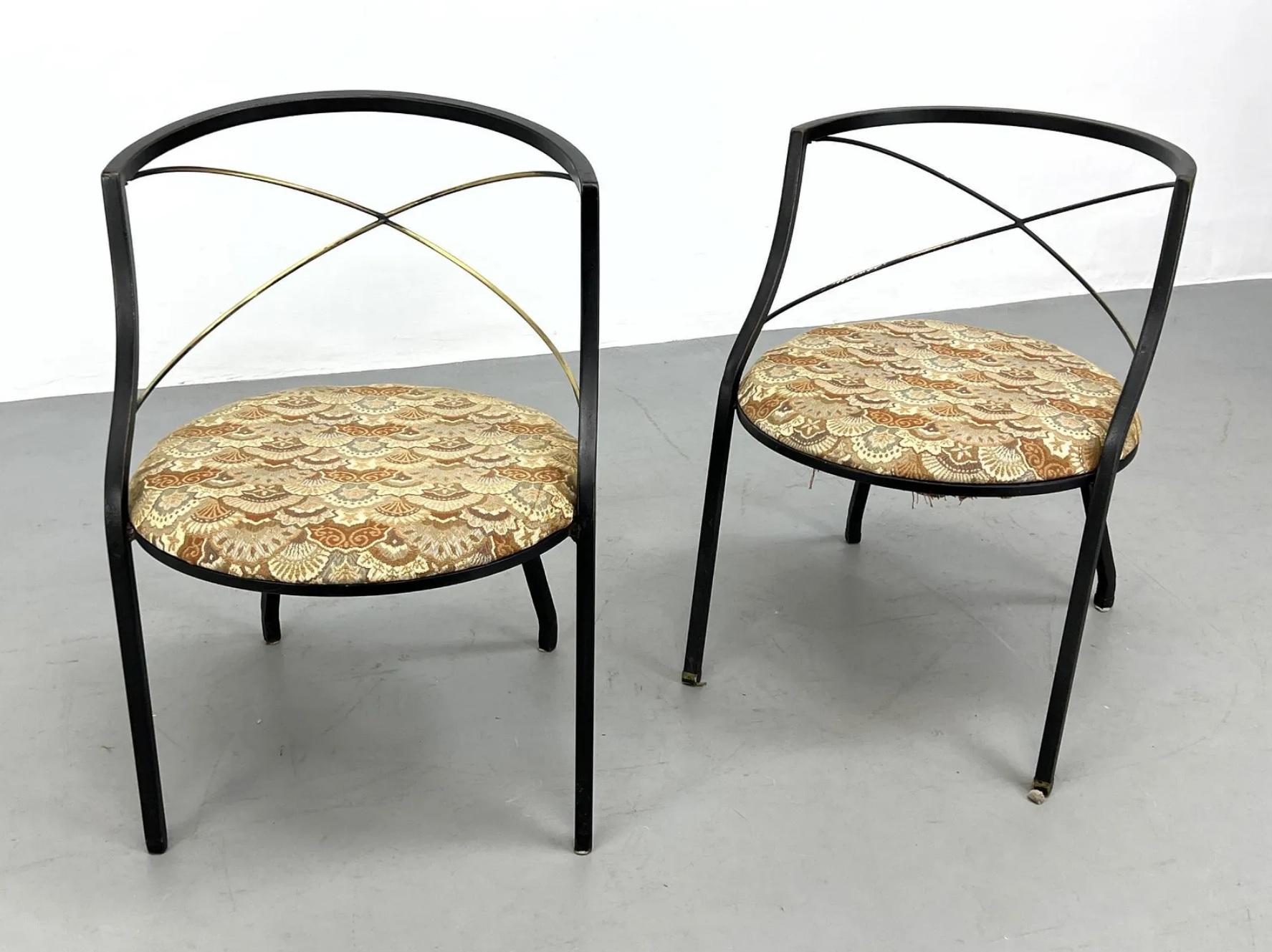 Mid-Century Modern Ensemble de deux chaises de patio en bronze de style Maison Jansen en vente