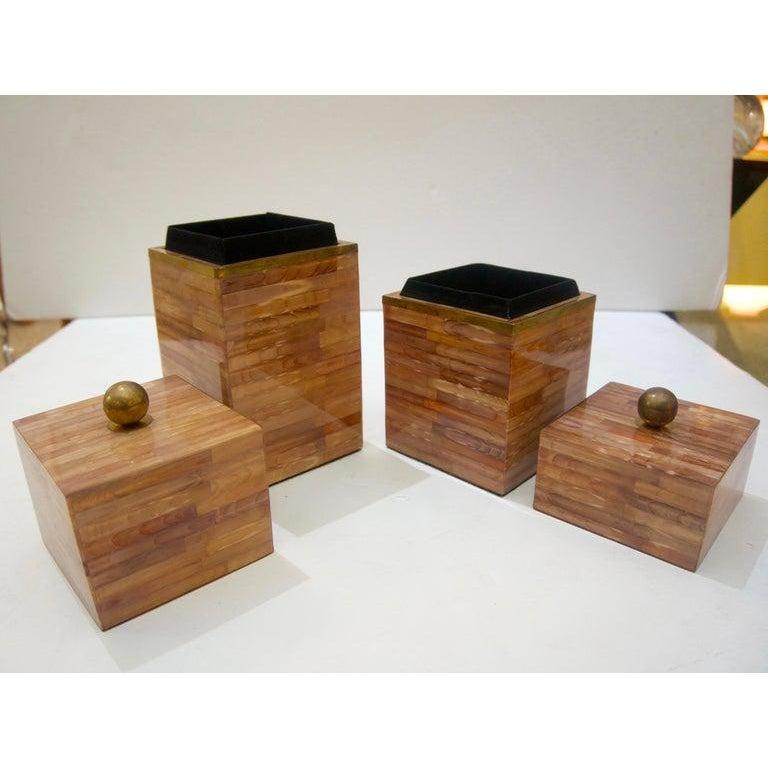 Modern Set of Two Maitland Smith Tessellate Bone Boxes