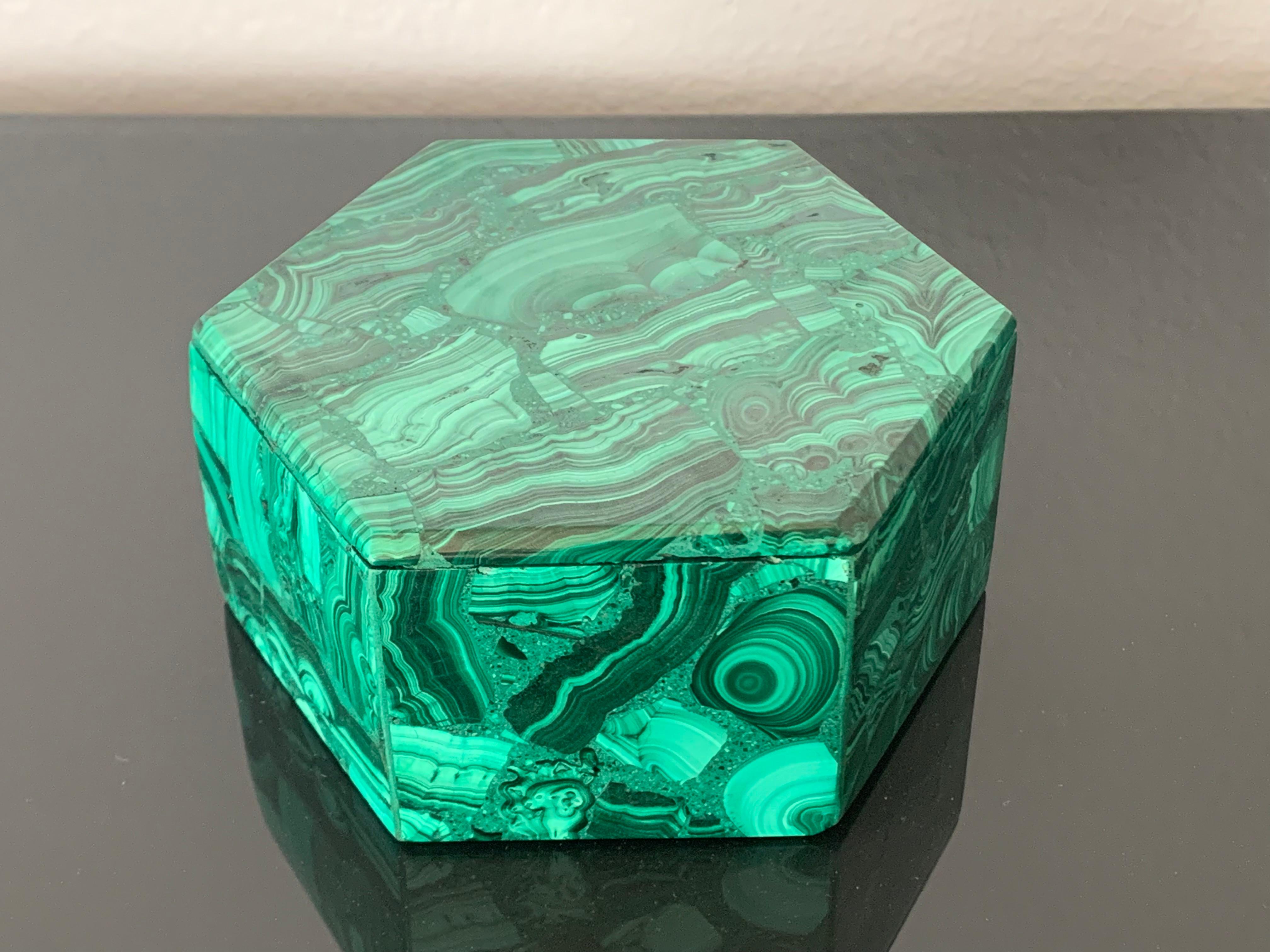 Hollywood Regency Set of Two Malachite Jewelry Boxes