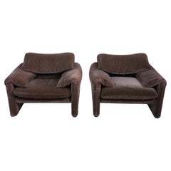 Set of Two Maralunga Longue Chair By Vico Magistretti for Cassina 1970s