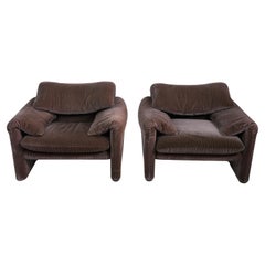 Used Set of Two Maralunga Longue Chair By Vico Magistretti for Cassina 1970s