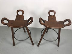 Set of Two Marbella Brutalist Bar Stools, 1970s