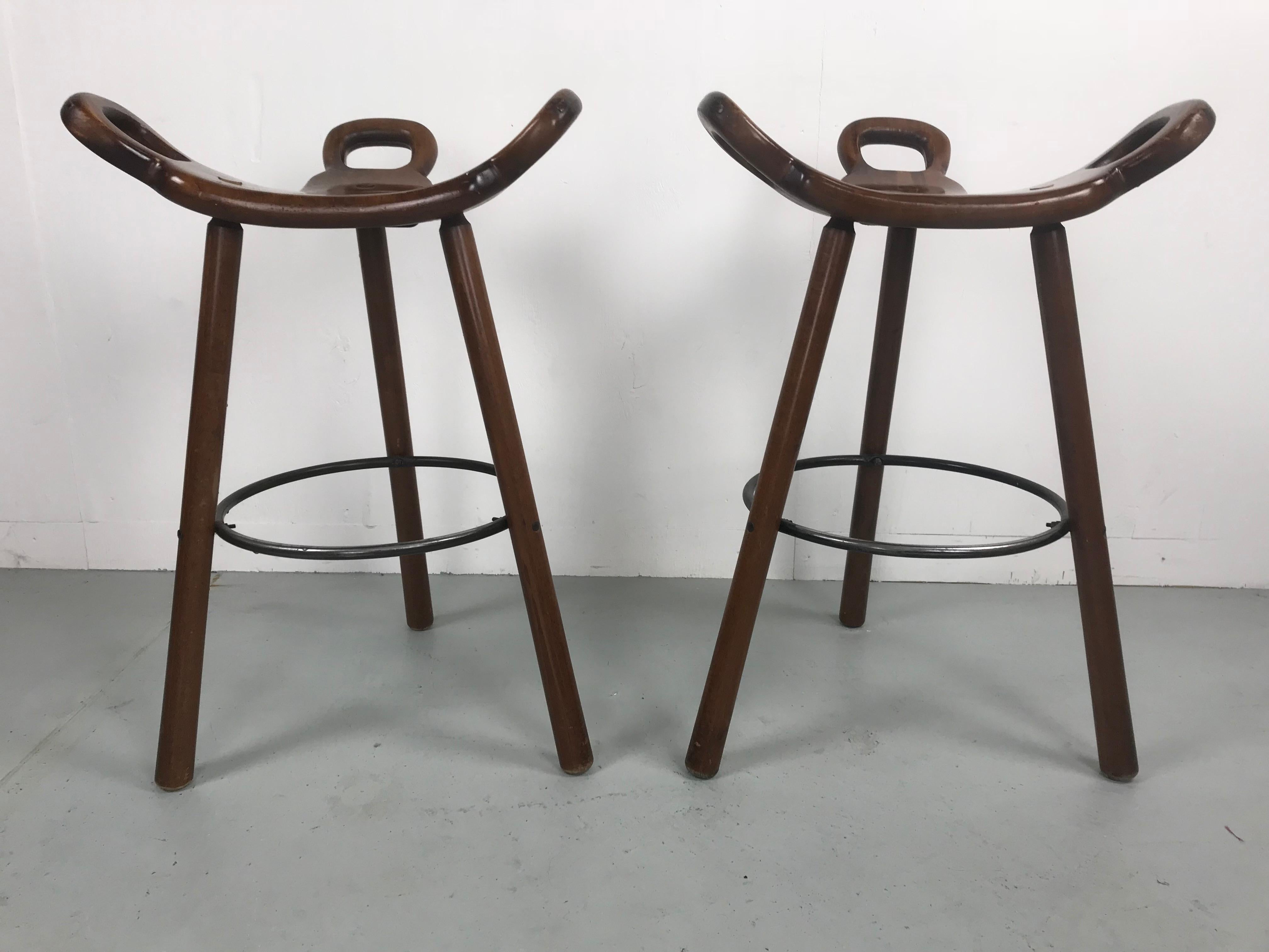 Set of Two Marbella Brutalist Bar Stools, 1970s In Good Condition In The Hague, NL