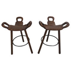 Set of Two Marbella Brutalist Bar Stools, 1970s